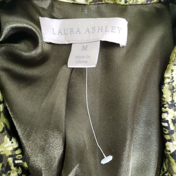 Laura Ashley Womens Blazer Jacket Size Medium Green Printed Snap Front Pockets - Picture 9 of 12
